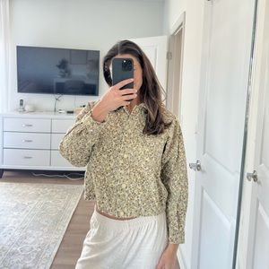 Solitaire Anthropologie Floral Eyelet Jean Jacket Size M